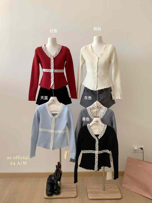 Ladies Lacey Border Knitted Korean Tops